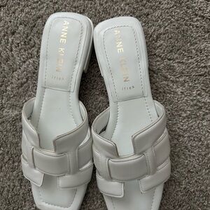 Anne Klein Women's Cream Slide Sandals